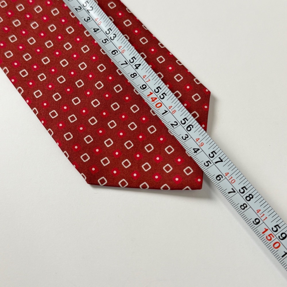 Gianfranco Ferre Red Geometric Square Dot 100% Silk Tie Italy - Picture 11 of 11